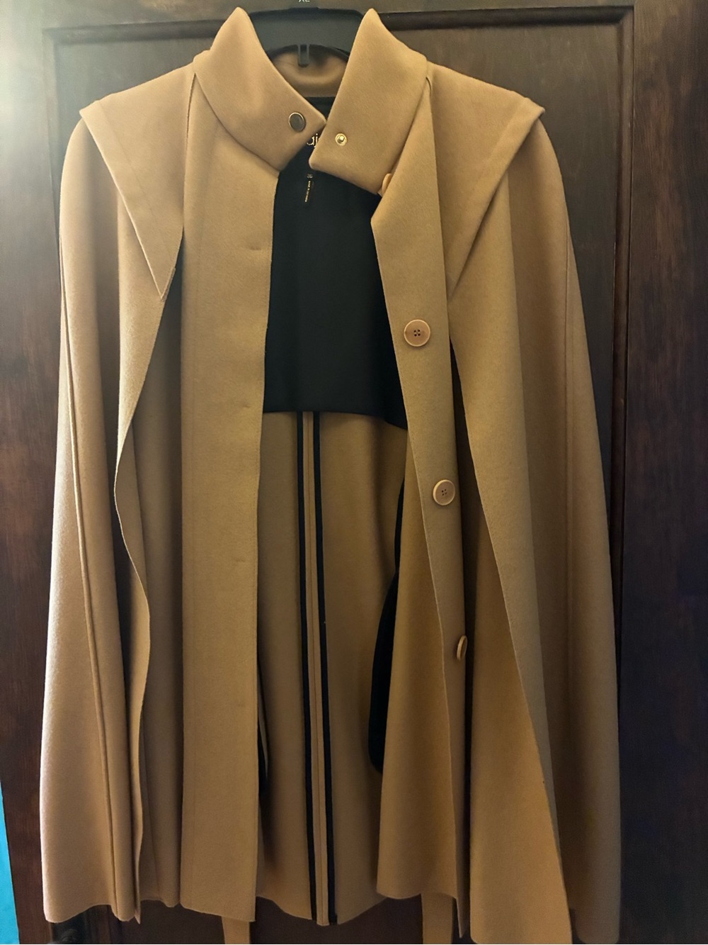 NWOT Maje NYC Wool Luxury Cape in Camel Lined with Waist Tie Size 4-6 (Small) - Picture 9 of 15